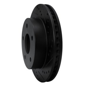 Dodge Ram 1500 Pickup Brake Rotor (1) - Front Right - R1 Concepts - Drilled & Slotted - Black - `00-`01